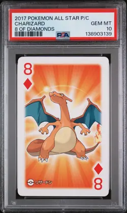 2017 POKEMON AS PLAYING CARDS 8 OF DIAMONDS CHARIZARD PSA 10 - Image 1