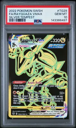 2022 POKEMON SWORD & SHIELD SILVER TEMPEST #TG29 FULL ART/RAYQUAZA VMAX PSA 10 - Image 1
