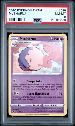 2020 POKEMON SWORD & SHIELD #088 MUSHARNA PSA 8 - Image 1