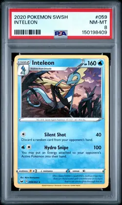 2020 POKEMON SWORD & SHIELD #059 INTELEON PSA 8 - Image 1