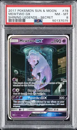 2017 POKEMON SUN & MOON SHINING LEGENDS SECRET #78 MEWTWO GX PSA 8 - Image 1