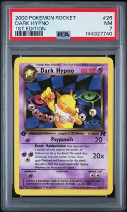 2000 POKEMON ROCKET 1ST EDITION #26 DARK HYPNO PSA 7 - Image 1