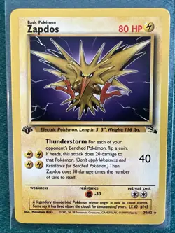 Pokemon Fossil Zapdos 30/62 1st First Edition Non-Holo Rare NM Near Mint - Image 1