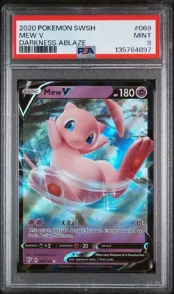 2020 POKEMON SWORD & SHIELD DARKNESS ABLAZE #069 MEW V PSA 9 - Image 1