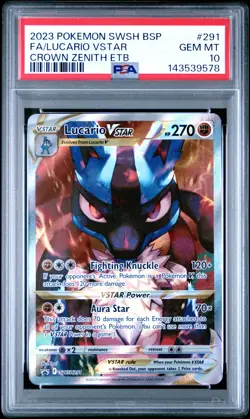 2023 POKEMON SWSH CROWN ZENITH ELITE TRAINER BOX FULL ART/LUCARIO VSTAR PSA 10 - Image 1
