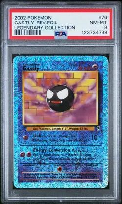 2002 POKEMON LEGENDARY COLLECITON #76 GASTLY-REVERSE FOIL PSA 8 - Image 1