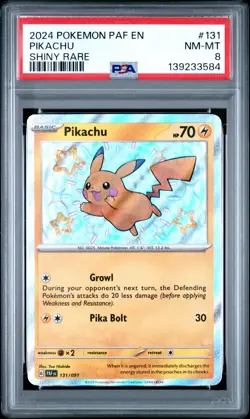 2024 POKEMON PAF EN-PALDEAN FATES SHINY RARE #131 PIKACHU PSA 8 - Image 1
