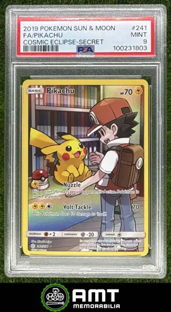 Pikachu PSA 9 2019 Pokemon Sun & Moon Cosmic Eclipse Secret #241/236 1803 - Image 1
