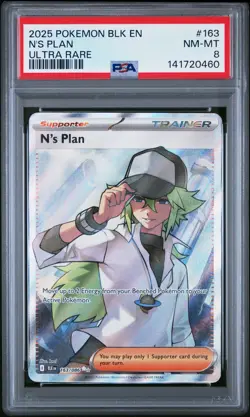 2025 POKEMON BLK EN-BLACK BOLT ULTRA RARE #163 N'S PLAN PSA 8 - Image 1