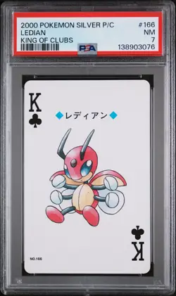 2000 POKEMON SILVER VERSION PLAYING CARDS KING OF CLUBS #166 LEDIAN PSA 7 - Image 1
