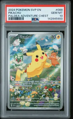 2024 POKEMON SVP EN-SV BLACK STAR PROMO PALDEA ADVENTURE CHEST PIKACHU PSA 10 - Image 1
