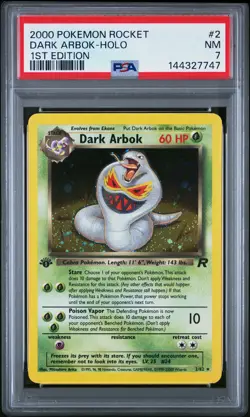 2000 POKEMON ROCKET 1ST ED #2 DARK ARBOK-HOLO PSA 7 - Image 1