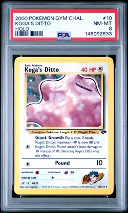 2000 POKEMON GYM CHALLENGE HOLO #10 KOGA'S DITTO PSA 8 - Image 1