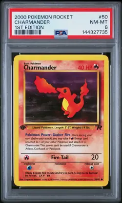 2000 POKEMON ROCKET 1ST EDITION #50 CHARMANDER PSA 8 - Image 1
