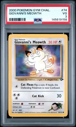 2000 POKEMON GYM CHALLENGE #74 GIOVANNI'S MEOWTH PSA 3 - Image 1