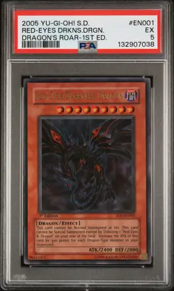 2005 YU-GI-OH! STRUCTURE DECK DRAGON'S ROAR RED-EYES DARKNESS DRAGON PSA 5 - Image 1