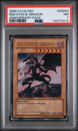 2008 YU-GI-OH! ANNIVERSARY PACK #EN002 RED-EYES B. DRAGON PSA 7 - Image 1
