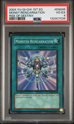 2004 YU-GI-OH! RDS-RISE OF DESTINY 1ST ED #EN045 MONSTER REINCARNATION PSA 4 - Image 1