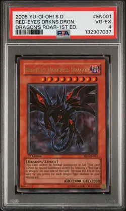 2005 YU-GI-OH! STRUCTURE DECK DRAGON'S ROAR RED-EYES DARKNESS DRAGON PSA 4 - Image 1