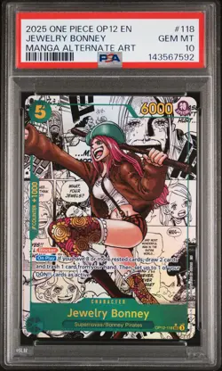 2025 ONE PIECE MANGA ALT ART OP12-118 LEGACY OF THE MASTER JEWELRY BONNEY PSA 10 - Image 1