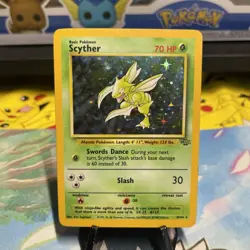 Pokemon TCG Scyther Jungle Holo Card 10/64 Unlimited Rare, Vintage LP Condition - Image 1