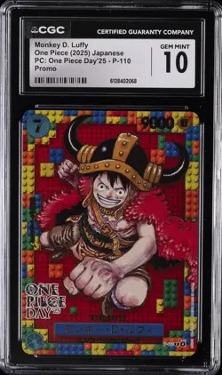2025 ONE PIECE JPN PC ONE PIECE DAY 25 PROMO MONKEY D. LUFFY CGC 10 GEM MINT - Image 1