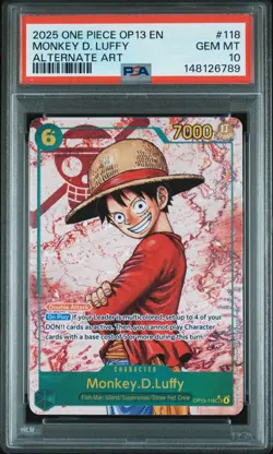 2025 ONE PIECE OP13-CARRYING ON HIS WILL ALTERNATE ART MONKEY D. LUFFY PSA 10 - Image 3