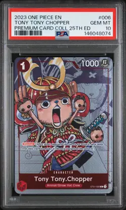 2023 ONE PIECE PREM BANDAI PREM CARD COLL 25TH ED #006 TONY TONY CHOPPER PSA 10 - Image 1