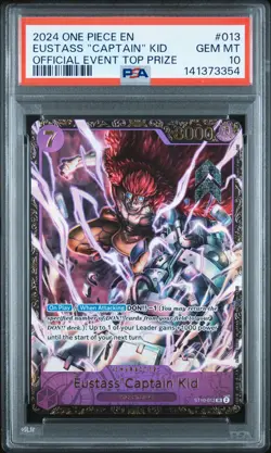 2024 ONE PIECE PROMOS OFFICIAL EVENT TOP PRIZE #013 EUSTASS "CAPTAIN" KID PSA 10 - Image 1