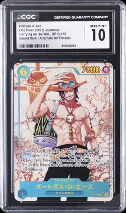 2025 ONE PIECE JPN #OP13-119 PORTGAS D. ACE CGC 10 GEM MINT - Image 1