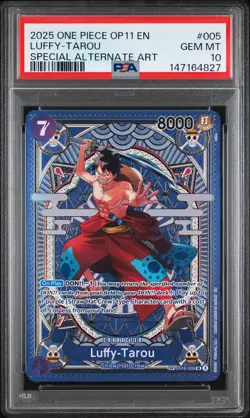 2025 ONE PIECE OP11-A FIST OF DIVINE SPEED SP ALT ART #005 LUFFY-TAROU PSA 10 - Image 1