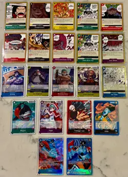 One Piece CCG Foil Blue ART Lot X21 JINBE TRAFALGAR LAW RORONOA ZORO SUGAR 10000 - Image 1