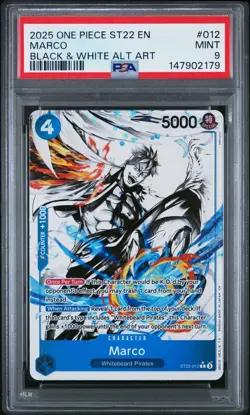 2025 ONE PIECE STARTER DECK ST22-ACE & NEWGATE B&W ALTERNATE ART MARCO PSA 9 - Image 1