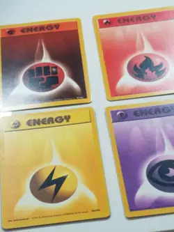 6 Pokemon 1999 Base Energy Cards /102 - LP / VLP Lightning Psychic Water Fire - Image 3