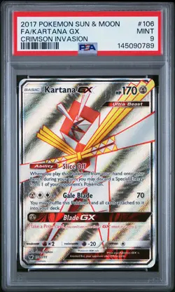 2017 POKEMON SUN & MOON CRIMSON INVASION #106 FULL ART/KARTANA GX PSA 9 - Image 1