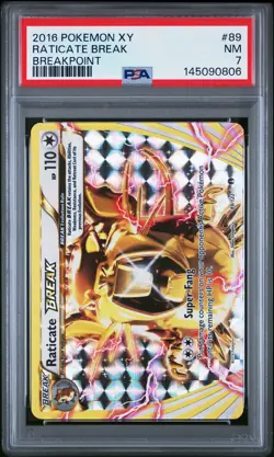 2016 POKEMON XY BREAKPOINT #89 RATICATE BREAK PSA 7 - Image 1