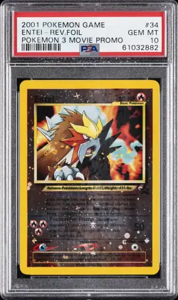 2001 POKEMON GAME MOVIE POKEMON 3 MOVIE PROMO #34 ENTEI-REVERSE FOIL PSA 10 - Image 1