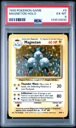 1999 POKEMON BASE SET UNLIMITED #9 MAGNETON-HOLO PSA 6 - Image 1