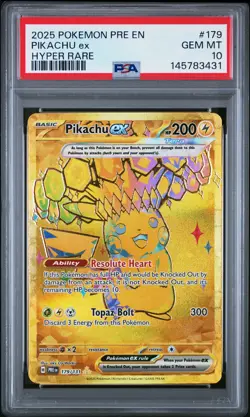 2025 POKEMON PRE EN-PRISMATIC EVOLUTIONS HYPER RARE #179 PIKACHU EX PSA 10 - Image 1