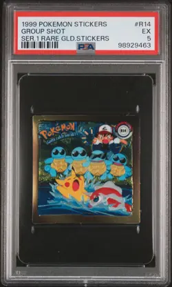 GROUP SHOT R14 STICKERS 1 RARE GOLD STICKERS POKEMON PSA 5 - Image 1
