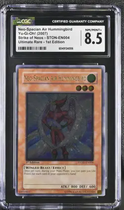 Neo-spacian Air Hummingbird STON-EN004 1st Edition Ultimate Rare Yugioh CGC 8.5 - Image 1