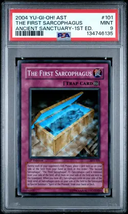 The First Sarcophagus AST-101 1st Edition Super Rare Yugioh PSA 9 *135 - Image 1