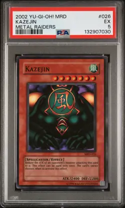 2002 YU-GI-OH! MRD-METAL RAIDERS #026 KAZEJIN PSA 5 - Image 1