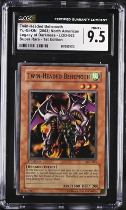 Twin-headed Behemoth LOD-063 1st Edition Yu-gi-oh! CGC 9.5 Mint+ *012 - Image 1