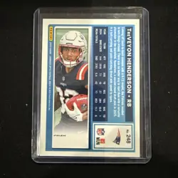 2025 Donruss Optic TreVeyon Henderson Blue Hyper Prizm Rookie Card 248 Pats RC - Image 2