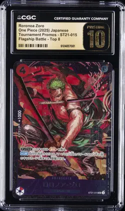 2025 ONE PIECE JPN FLAGSHIP BATTLE TOP 8 #ST21-015 RORONOA ZORO CGC 10 PRISTINE - Image 1