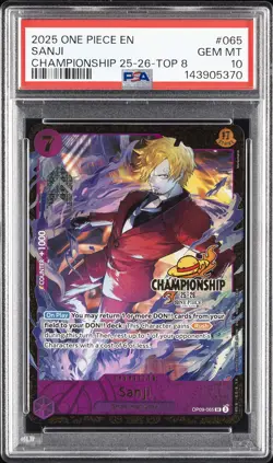 2025 ONE PIECE PROMOS CHAMP 25-26-TOP 8 #065 SANJI PSA 10 - Image 1