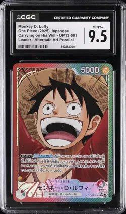 2025 ONE PIECE JPN ALTERNATE ART #OP13-001 MONKEY D. LUFFY CGC 9.5 - Image 1