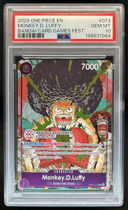 2025 One Piece Bandai Card Games Fest Monkey D Luffy #OP07-073 PSA 10 GEM MINT - Image 1