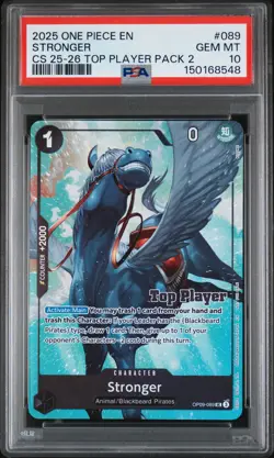 2025 ONE PIECE CHAMP 25-26 TOP PLAYER PACK 2 #089 STRONGER PSA 10 - Image 1
